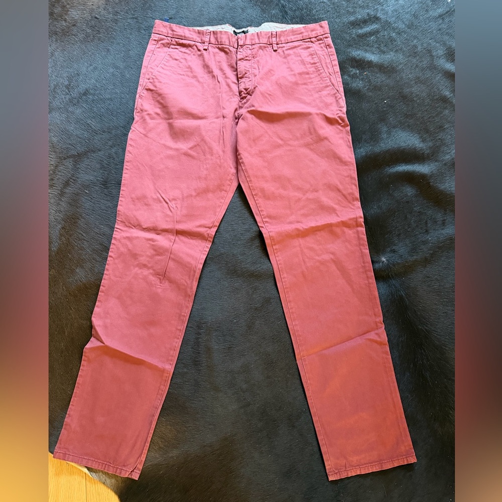 Boss Burgundy Striped Chino Pants